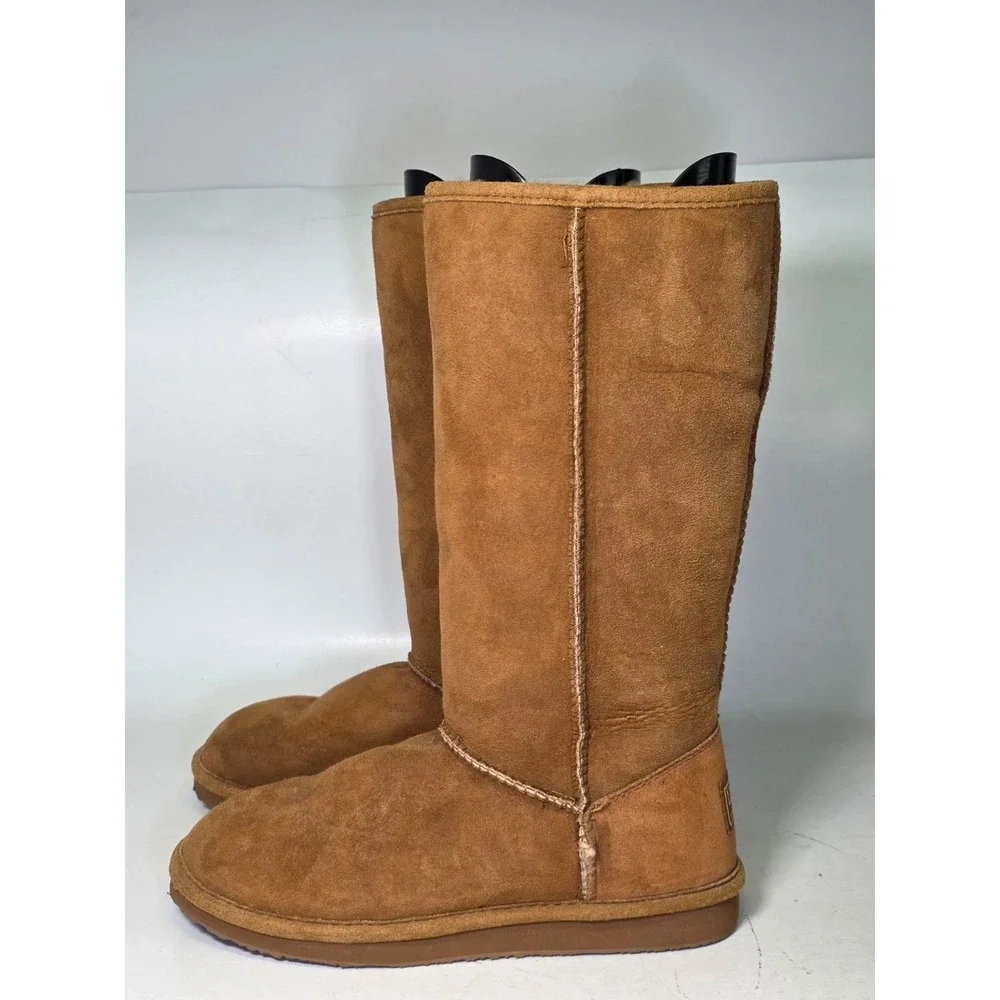 L.L. Bean Boots Women's Size 6 Medium Brown Suede Fur Tall Winter Shoes